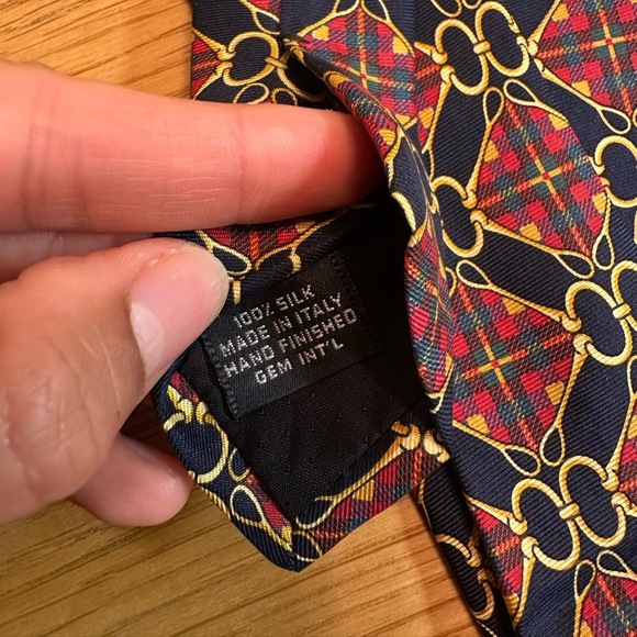 Paolo Gucci Navy Blue Horsebit Silk Neck Tie 100% Silk - Picture 8 of 8